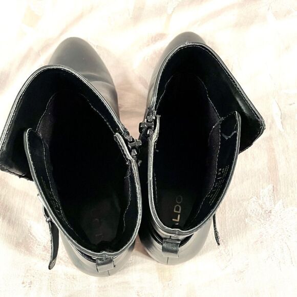 BLACK LEATHER ANKLE BOOTS by ALDO SIZE 8.5 - Picture 5 of 6